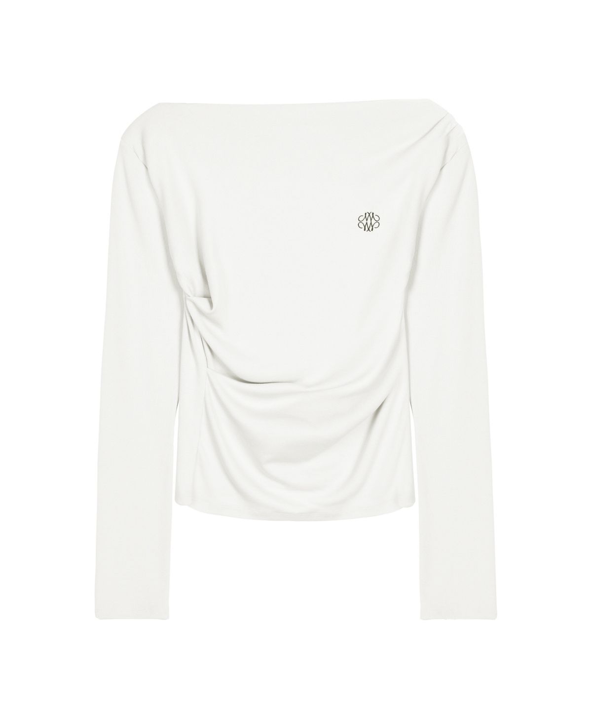 닉앤니콜(NICK&NICOLE) SHIRRING DRAPE BOAT NECK TOP_IVORY
