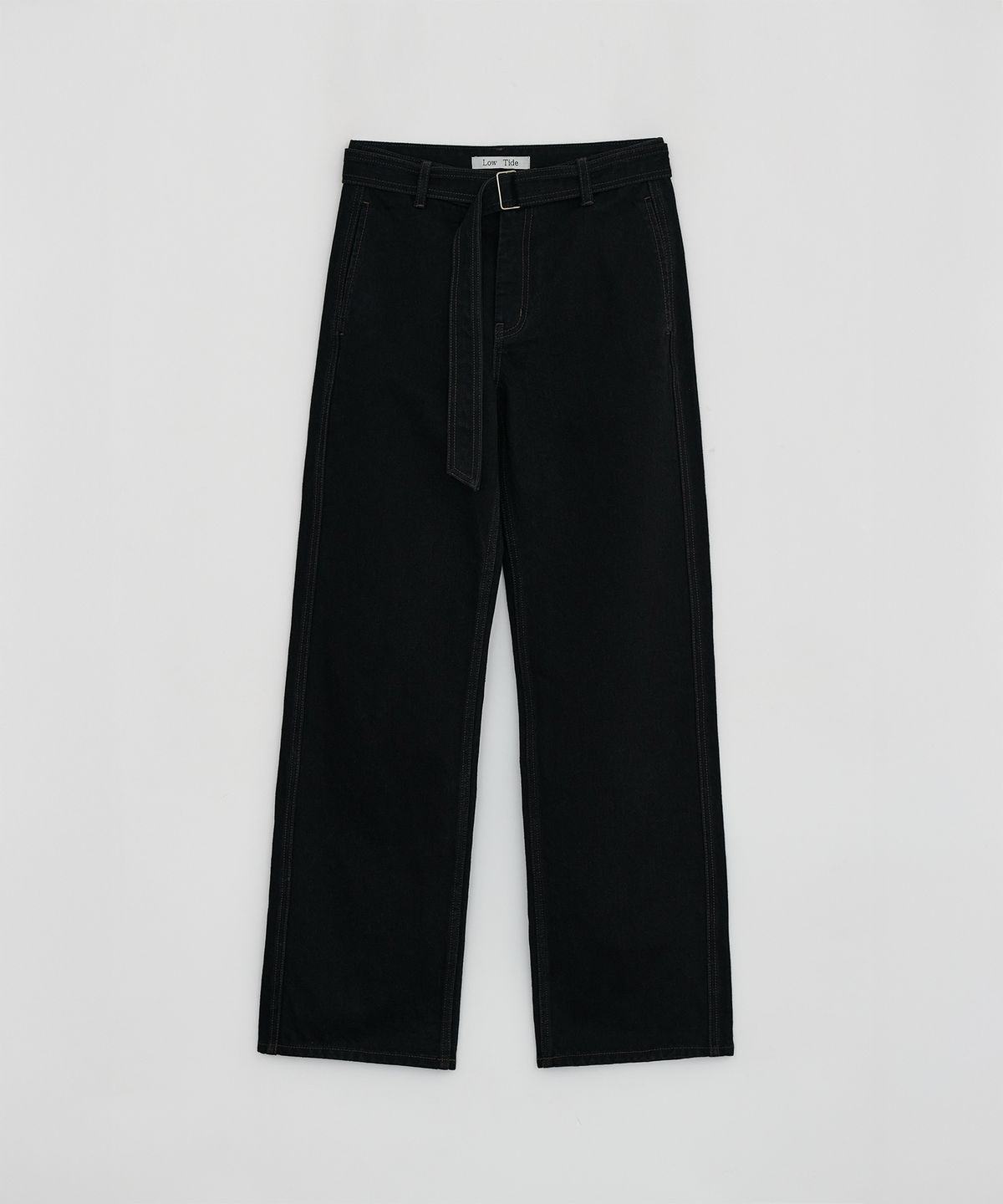 로우타이드(LOW TIDE) STITCHED BELT COTTON PANTS [BLACK]