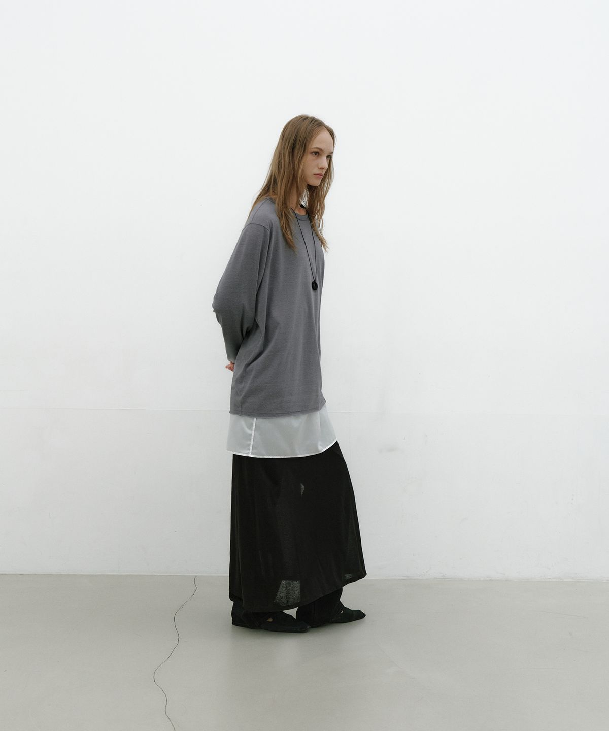 로우타이드(LOW TIDE) RAW CUT T-SHIRT [GREY]