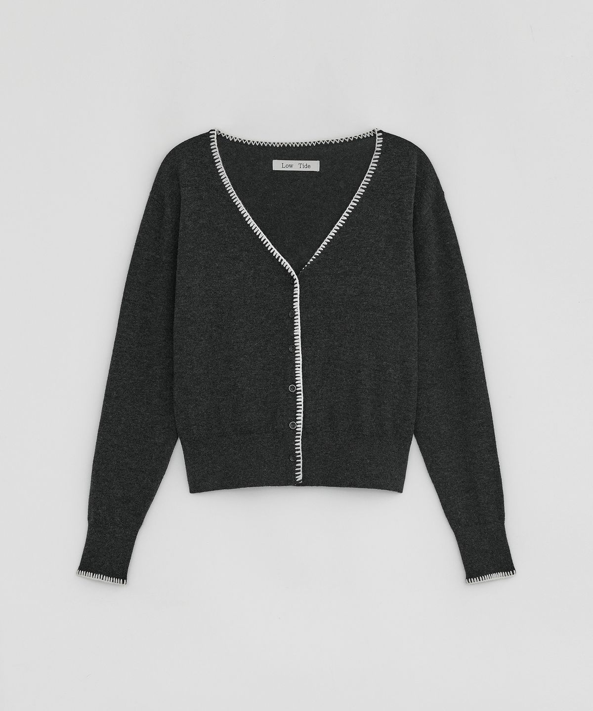 로우타이드(LOW TIDE) HAND STITCH CARDIGAN [CHARCOAL]