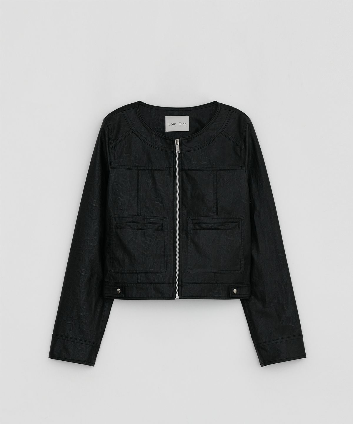 로우타이드(LOW TIDE) LEATHER ZIP-UP JACKET [BLACK]