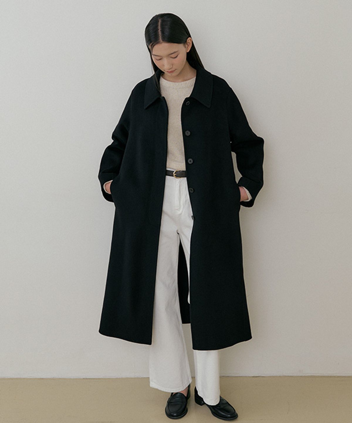 링서울(LINGSEOUL) cashmere single handmade coat-black