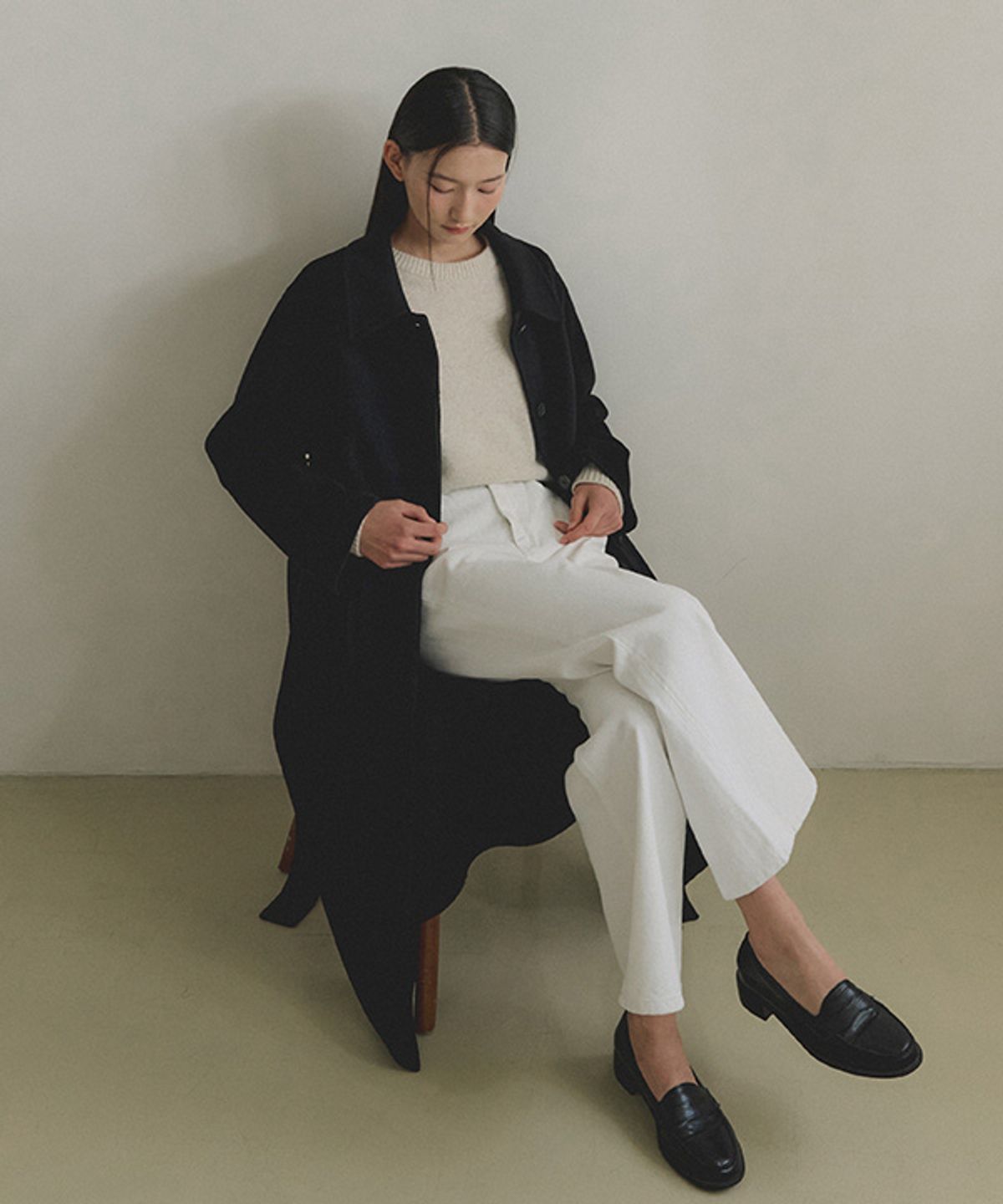 링서울(LINGSEOUL) cashmere single handmade coat-black