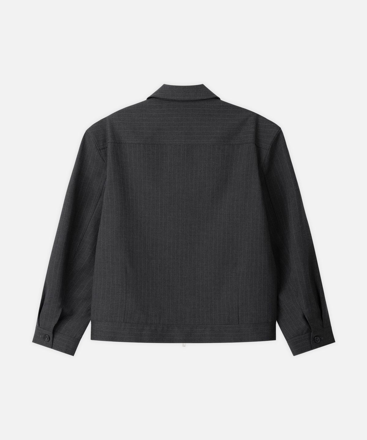 드로우핏(DRAW FIT) 핀 스트라이프 크롭 블루종 자켓 [CHARCOAL]