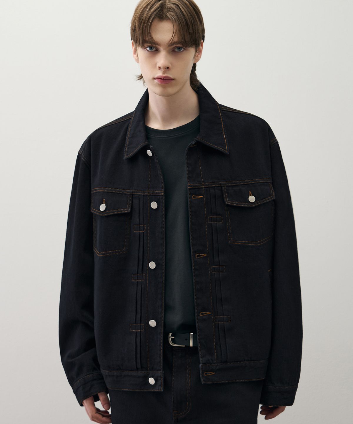 드로우핏(DRAW FIT) 워싱 릴렉스 데님 트러커 자켓 [BLACK INDIGO]