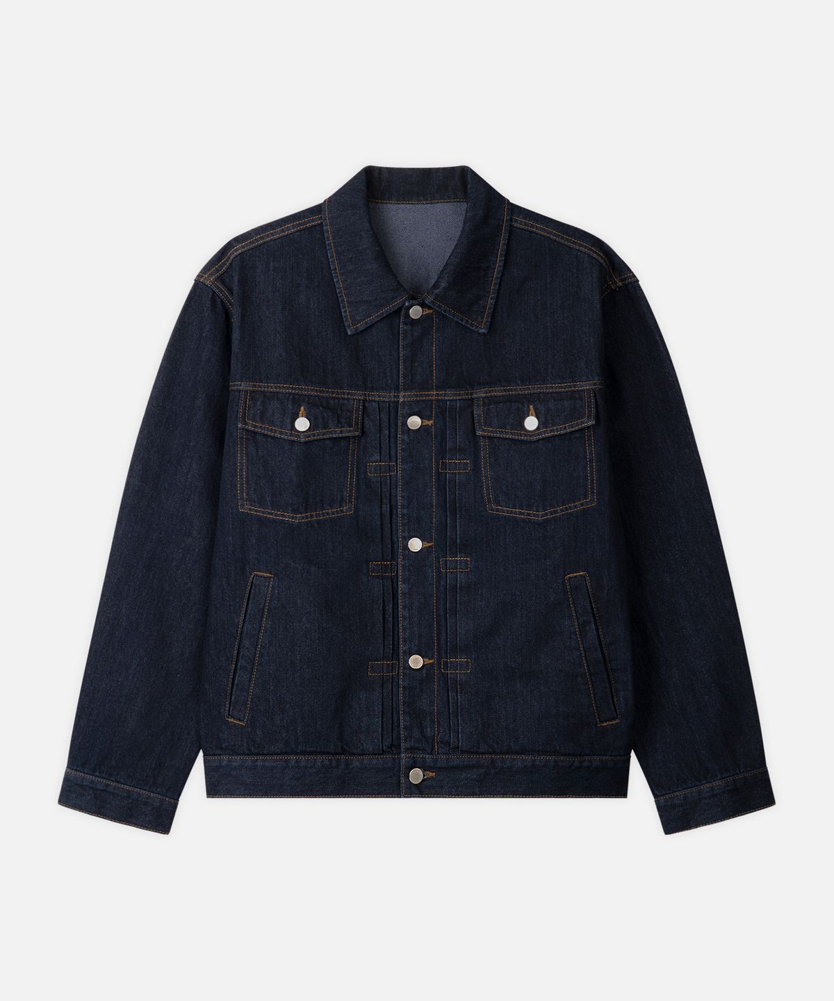드로우핏(DRAW FIT) 워싱 릴렉스 데님 트러커 자켓 [DARK BLUE]