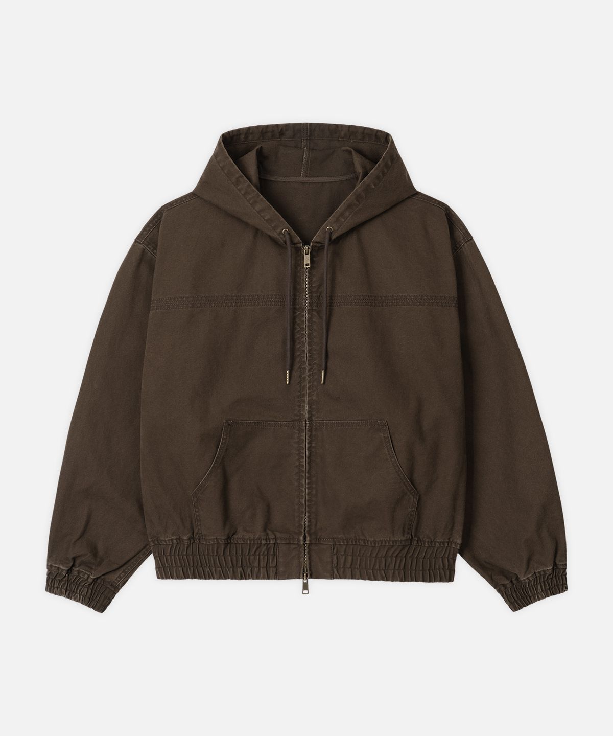 드로우핏(DRAW FIT) 워시드 오버 데님 후드 집업 자켓 [VINTAGE BROWN]