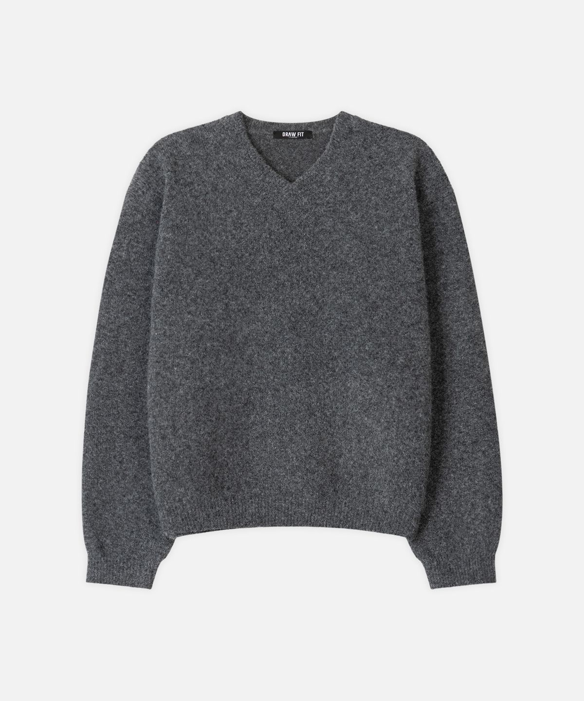 드로우핏(DRAW FIT) 헤어리 크롭 브이넥 풀오버 니트 [MELANGE GREY]