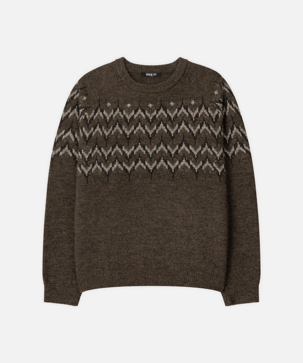 드로우핏(DRAW FIT) 울 헤어리 노르딕 크루넥 니트 [VINTAGE BROWN]