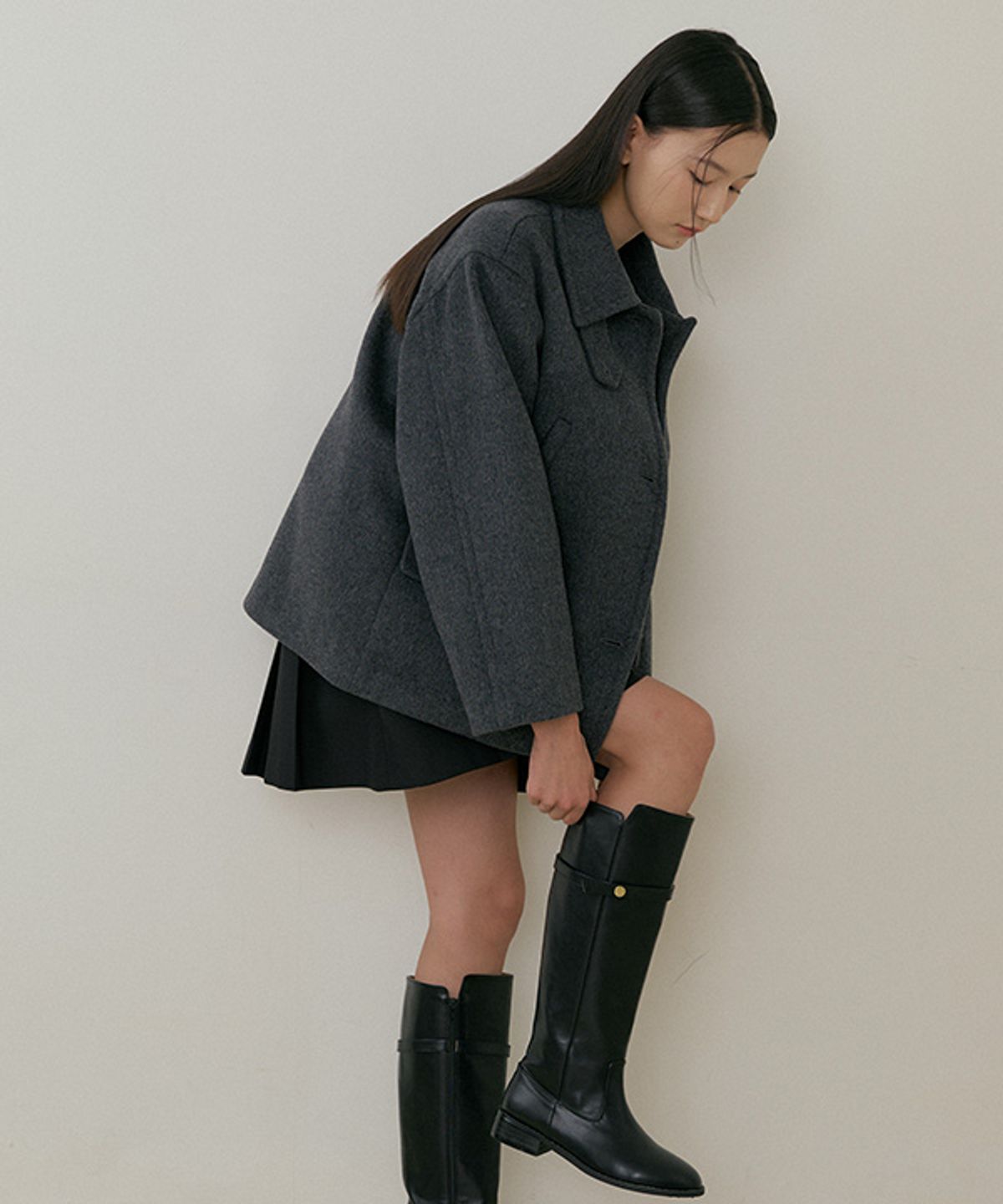 링서울(LINGSEOUL) standard wool half coat-charoal