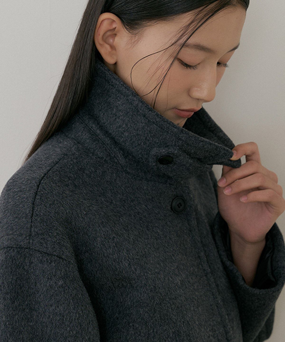 링서울(LINGSEOUL) standard wool half coat-charoal