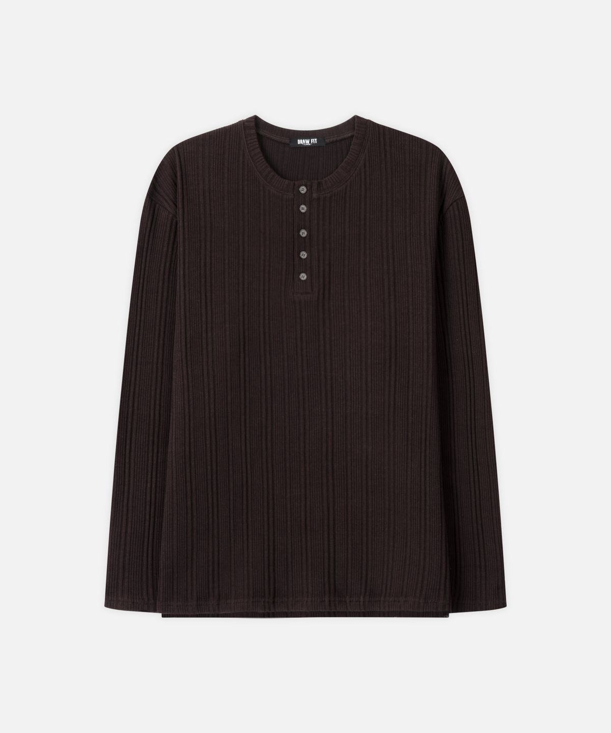 드로우핏(DRAW FIT) 리브드 헨리넥 티셔츠 [BROWN]