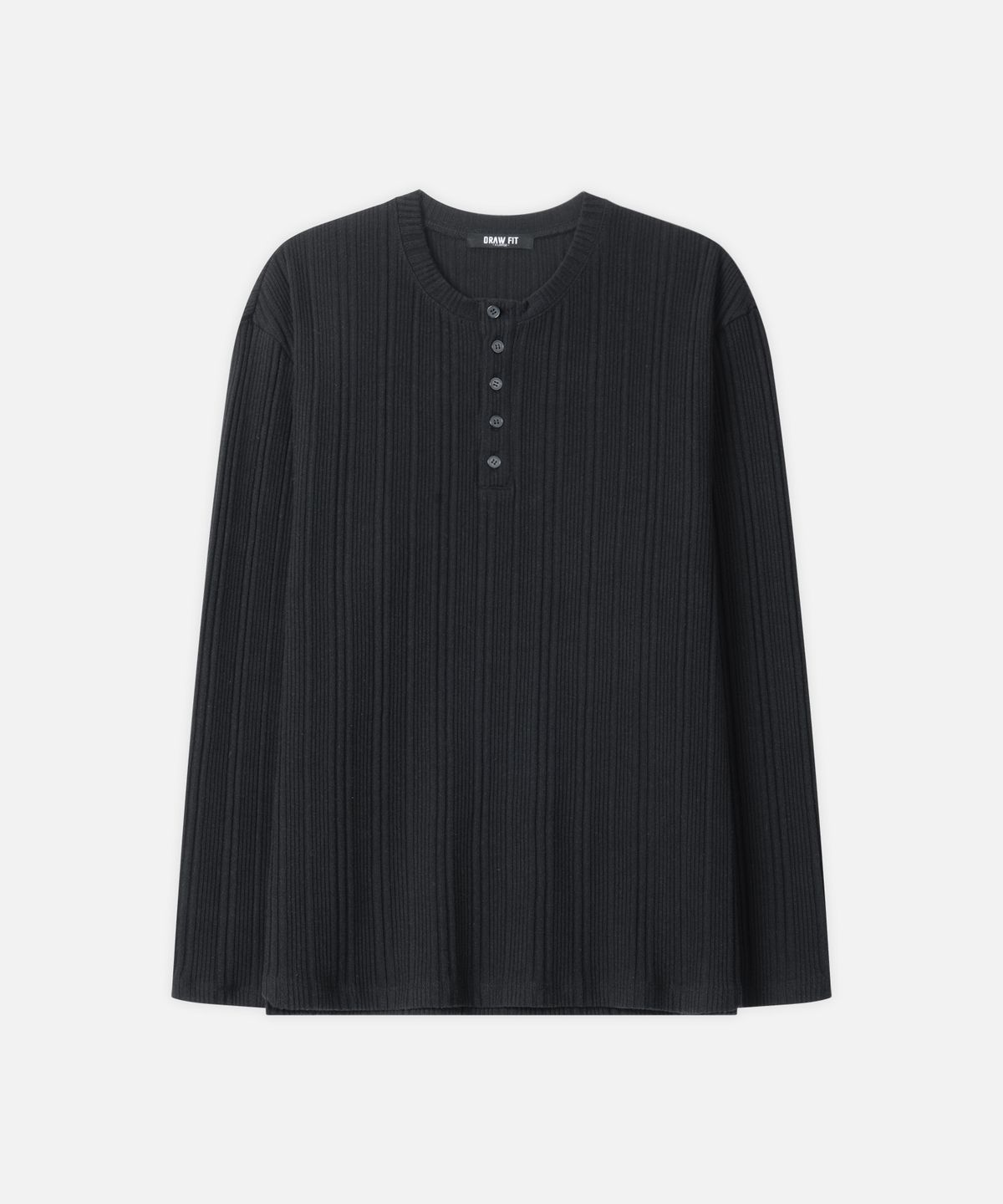 드로우핏(DRAW FIT) 리브드 헨리넥 티셔츠 [CHARCOAL]