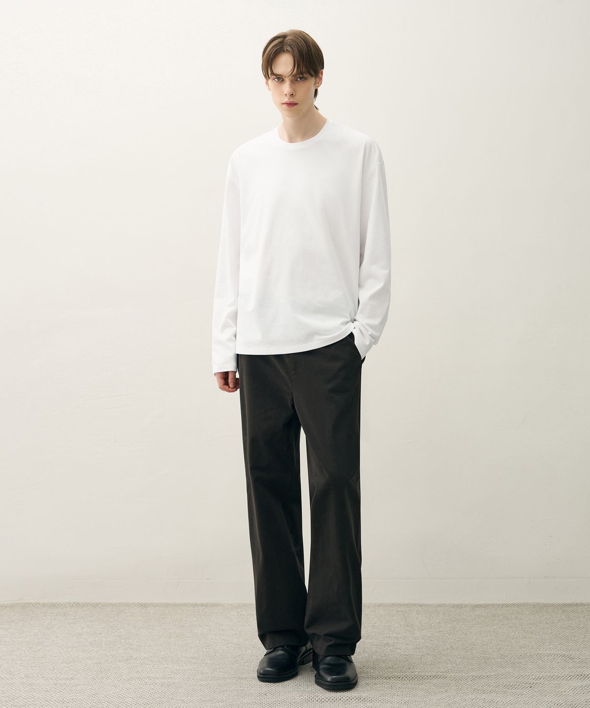 드로우핏(DRAW FIT) 헤일 코튼 크롭 롱슬리브 티셔츠 [WHITE]
