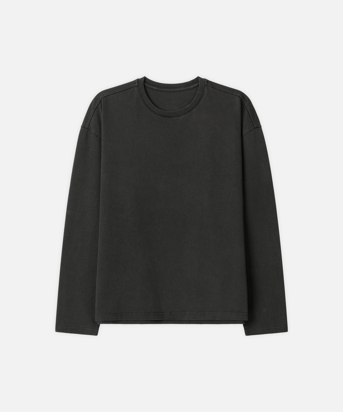 드로우핏(DRAW FIT) 헤일 코튼 크롭 피그먼트 롱슬리브 티셔츠 [CHARCOAL]