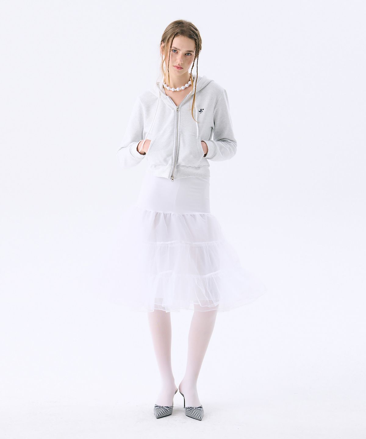 준준스페이스(JUNEJUNE SPACE) Mini Hood Zip-up_Melange(미니 후드 집업_멜란지)