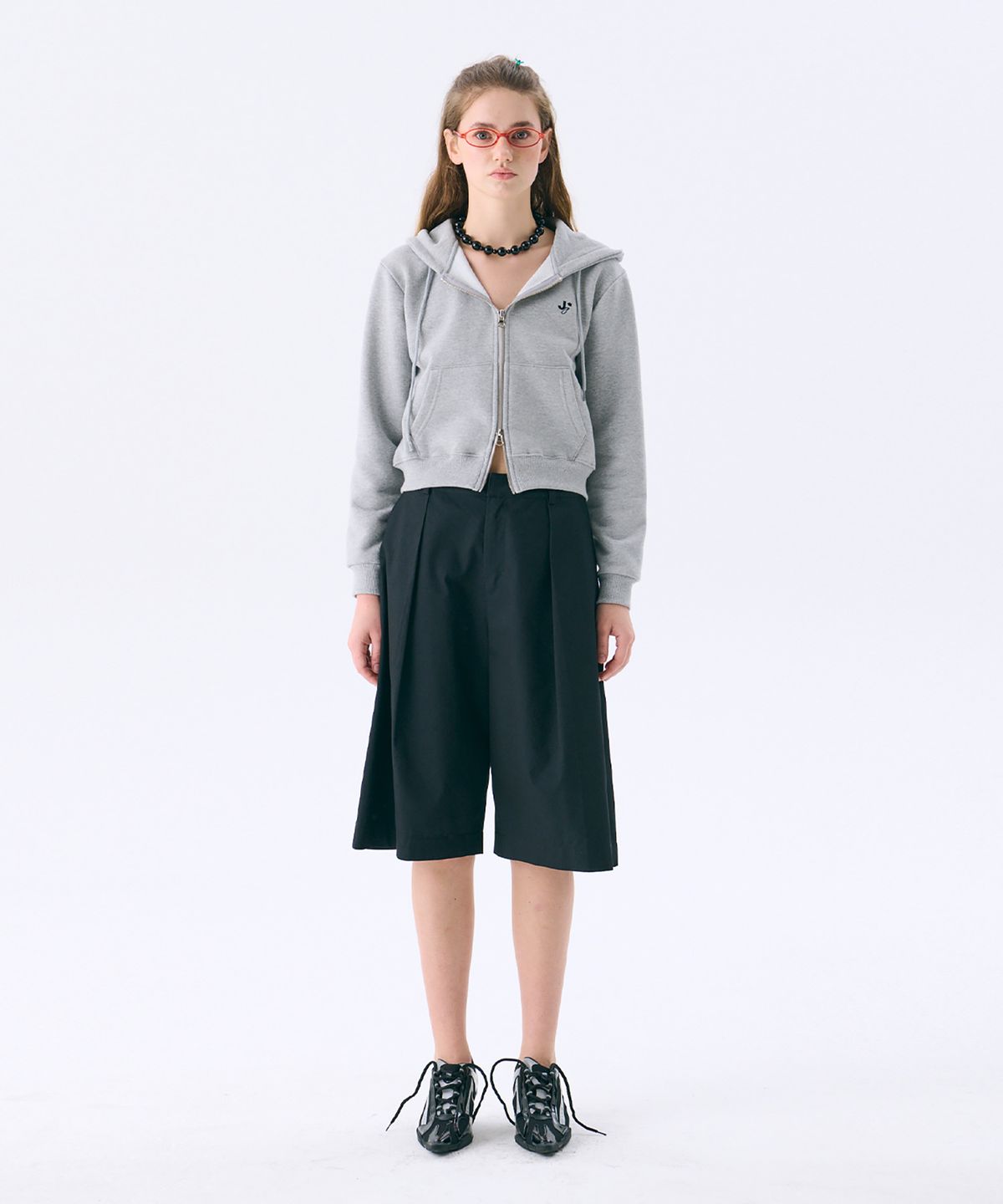 준준스페이스(JUNEJUNE SPACE) Mini Hood Zip-up_Grey(미니 후드 집업_그레이)