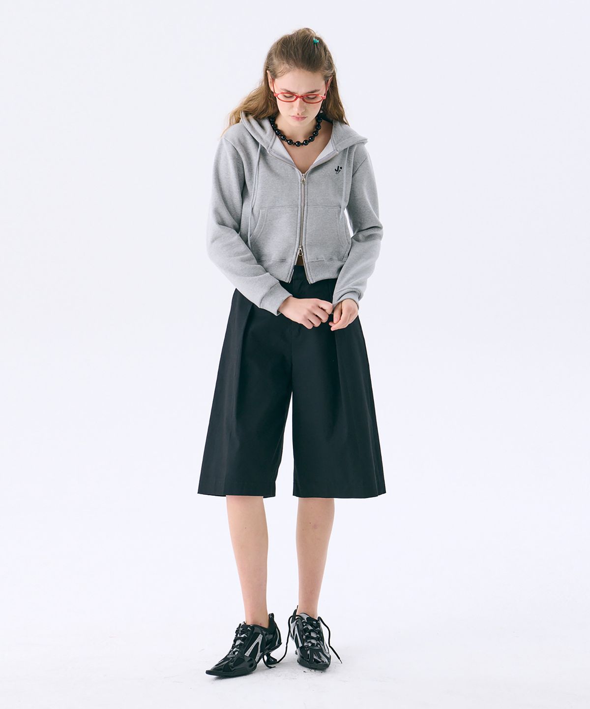 준준스페이스(JUNEJUNE SPACE) Mini Hood Zip-up_Grey(미니 후드 집업_그레이)