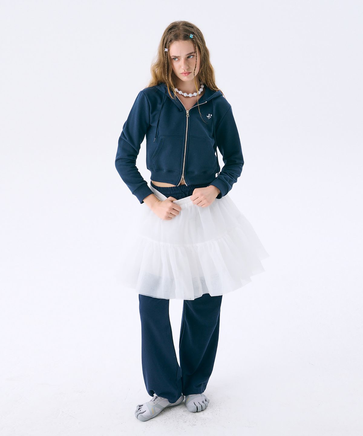 준준스페이스(JUNEJUNE SPACE) Mini Hood Zip-up_Navy(미니 후드 집업_네이비)(