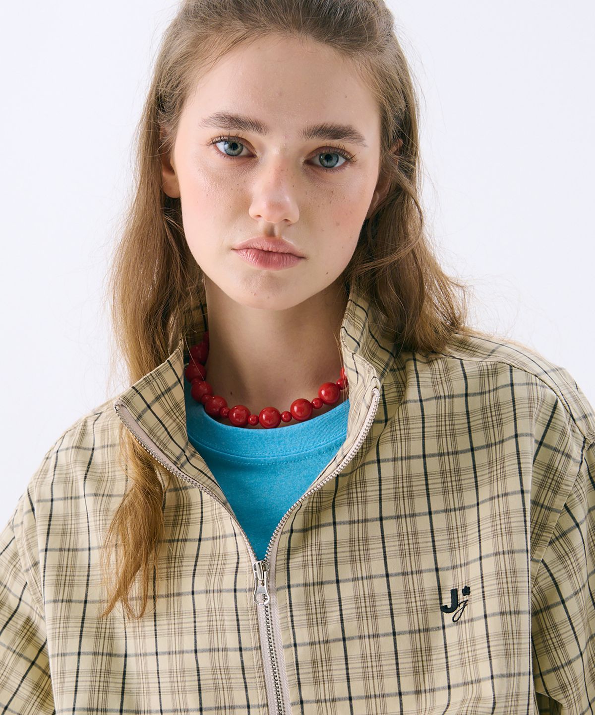 준준스페이스(JUNEJUNE SPACE) Check Anorak Jumper_Beige(체크 아노락 점퍼_베이지)