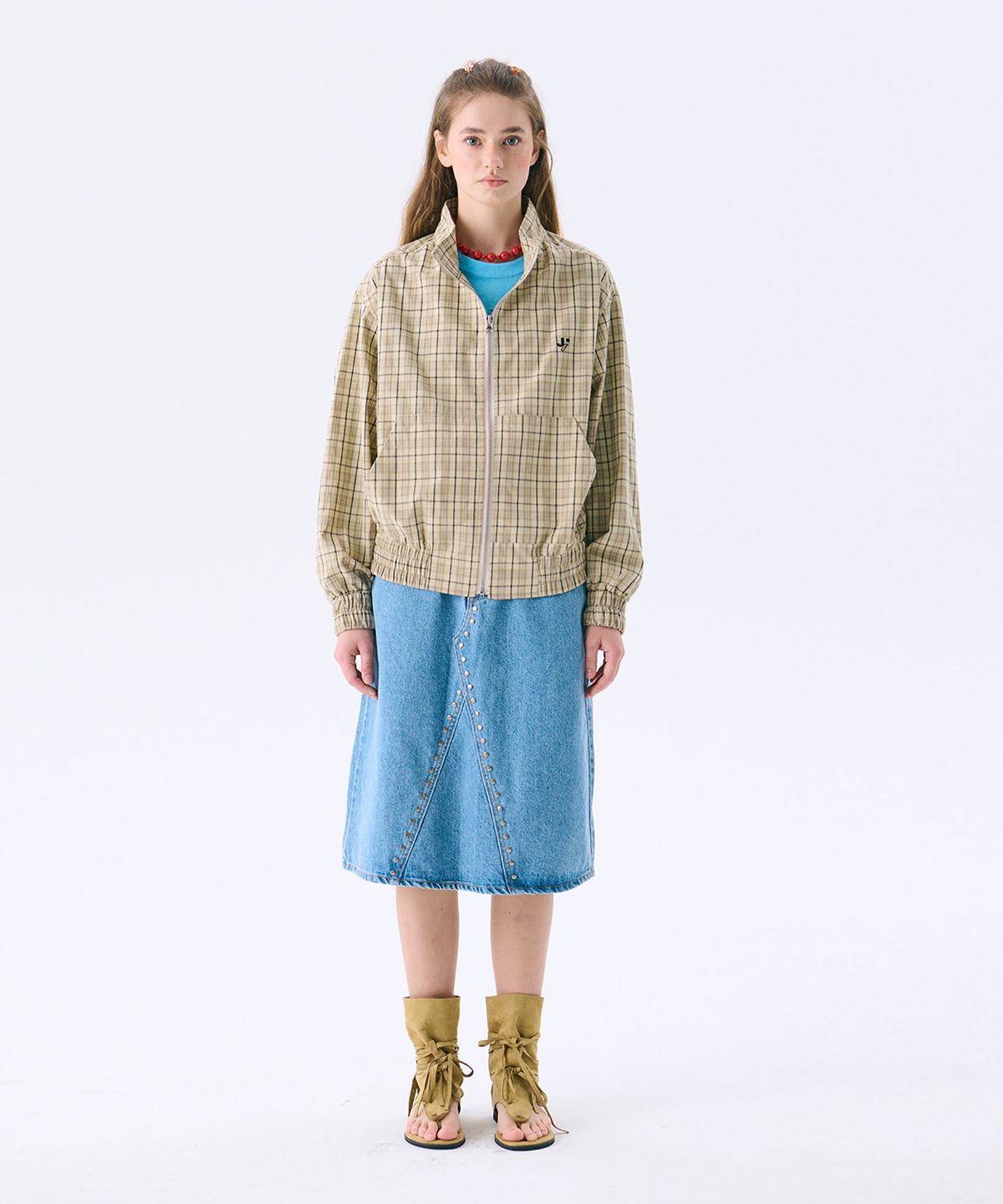준준스페이스(JUNEJUNE SPACE) Check Anorak Jumper_Beige(체크 아노락 점퍼_베이지)