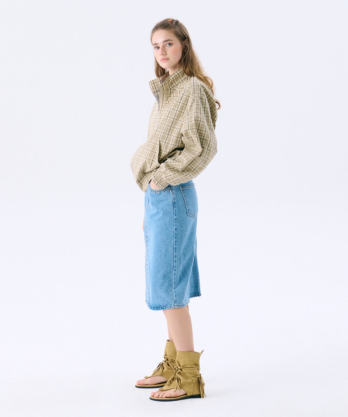 준준스페이스(JUNEJUNE SPACE) Check Anorak Jumper_Beige(체크 아노락 점퍼_베이지)
