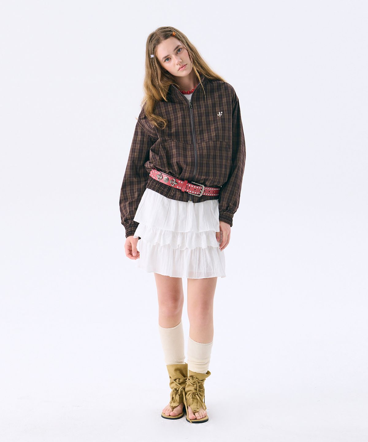 준준스페이스(JUNEJUNE SPACE) Check Anorak Jumper_Brown(체크 아노락 점퍼_브라운)