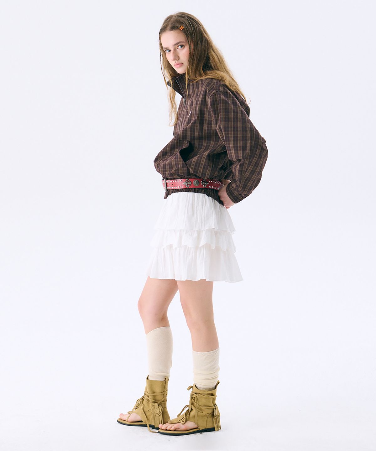 준준스페이스(JUNEJUNE SPACE) Check Anorak Jumper_Brown(체크 아노락 점퍼_브라운)