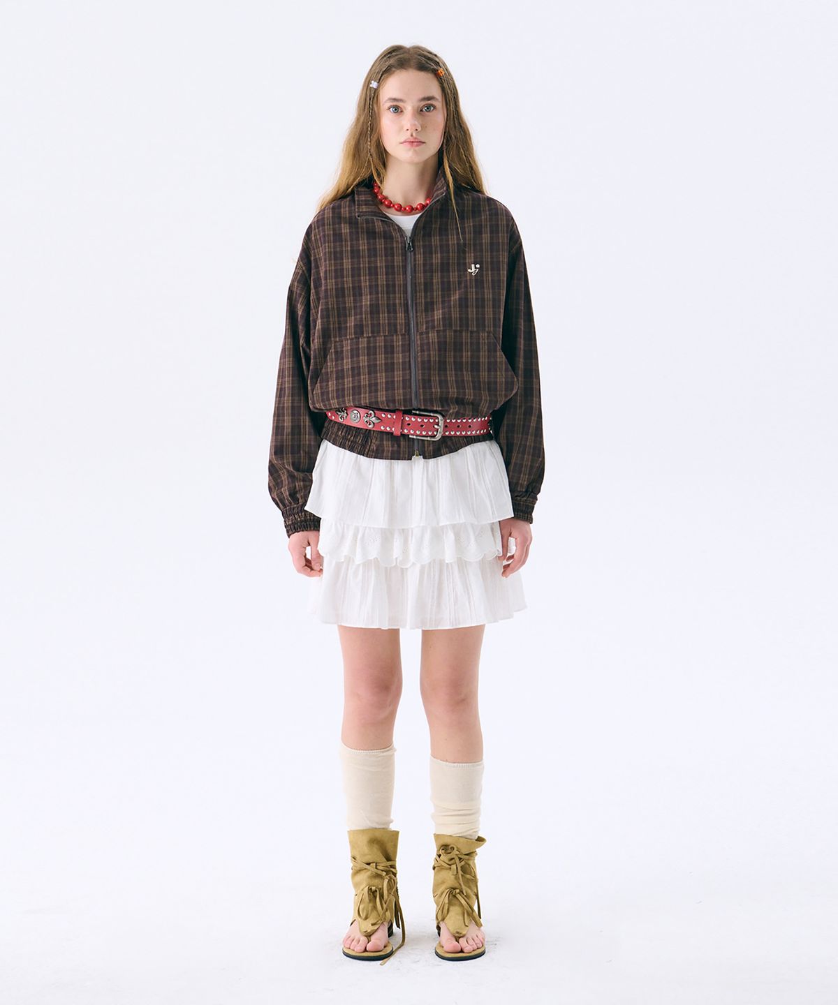 준준스페이스(JUNEJUNE SPACE) Check Anorak Jumper_Brown(체크 아노락 점퍼_브라운)