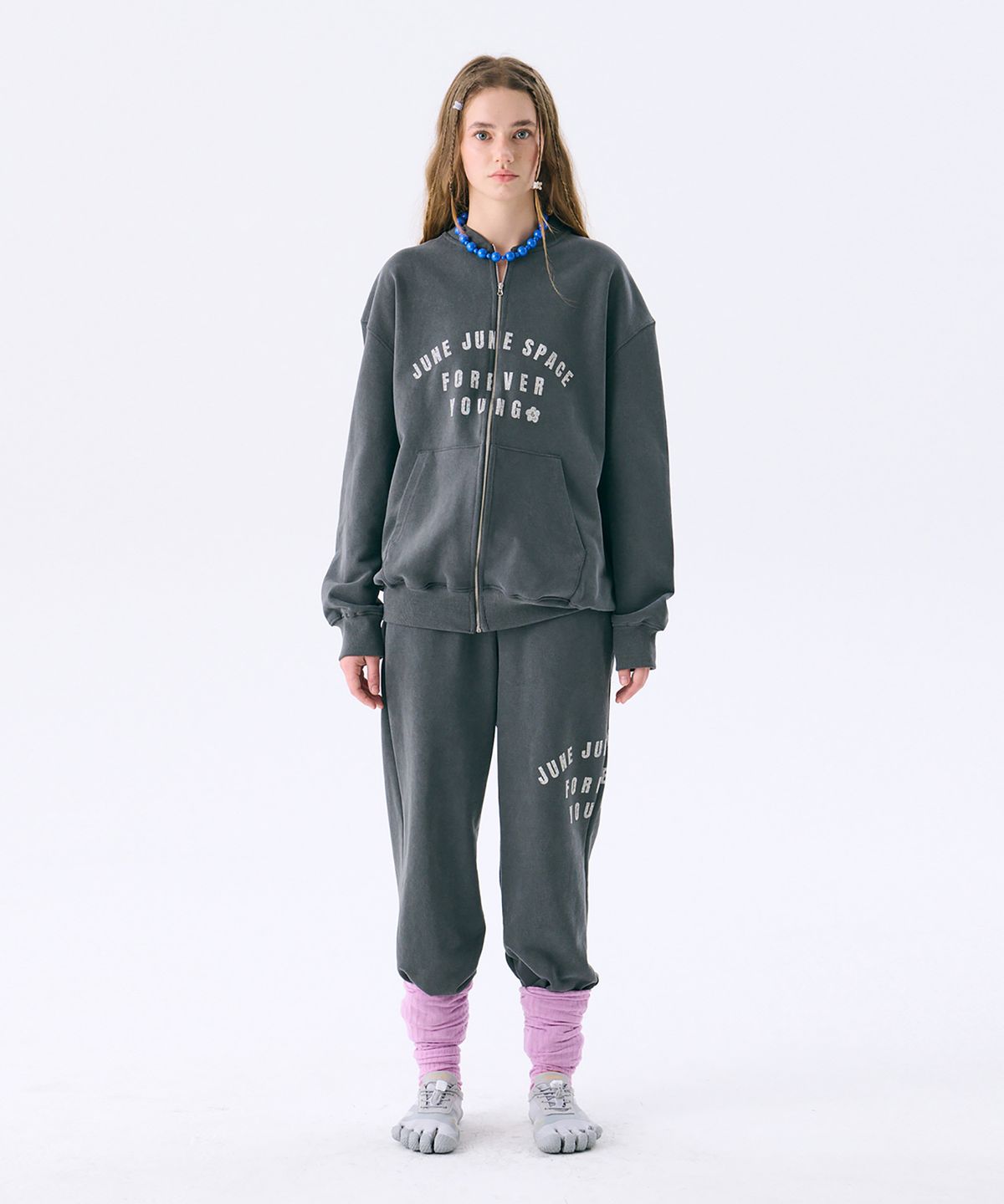 준준스페이스(JUNEJUNE SPACE) Vintage Sweat Jumper_Dark Grey(빈티지 스웨트 점퍼_다크 그레이)