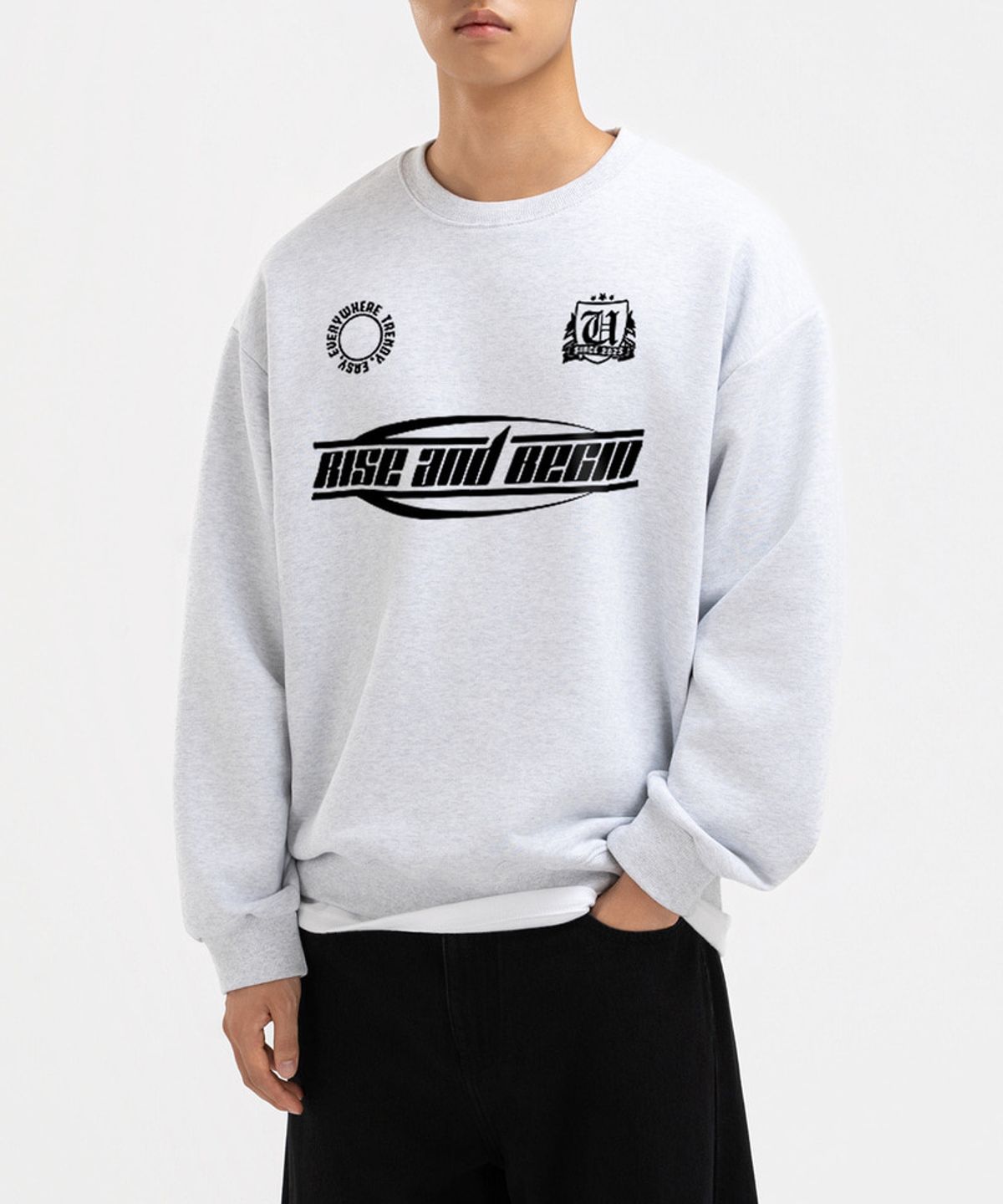 언더오프(UNDEROFF) 어센틱 릴렉스드 풋볼저지로고 맨투맨 스웨트 블랙