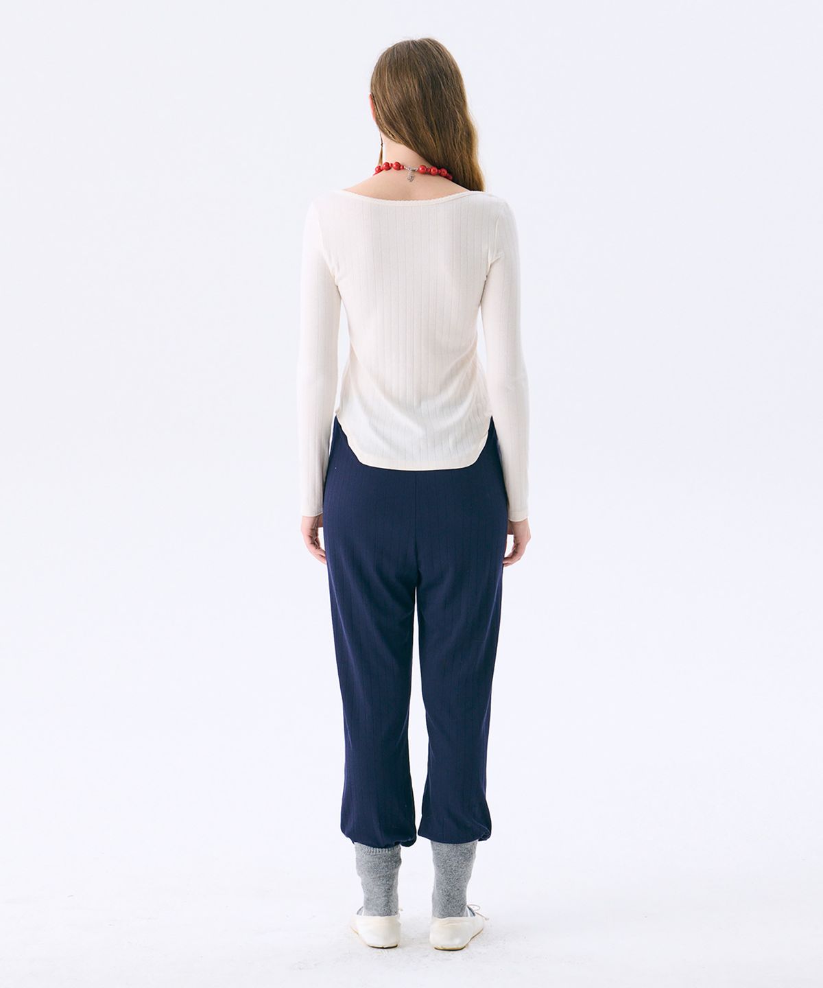 준준스페이스(JUNEJUNE SPACE) Eyelet Jersey Pants_Navy(아이릿 저지 팬츠_네이비
