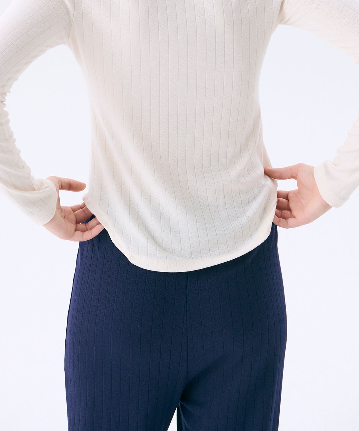 준준스페이스(JUNEJUNE SPACE) Eyelet Jersey Pants_Navy(아이릿 저지 팬츠_네이비