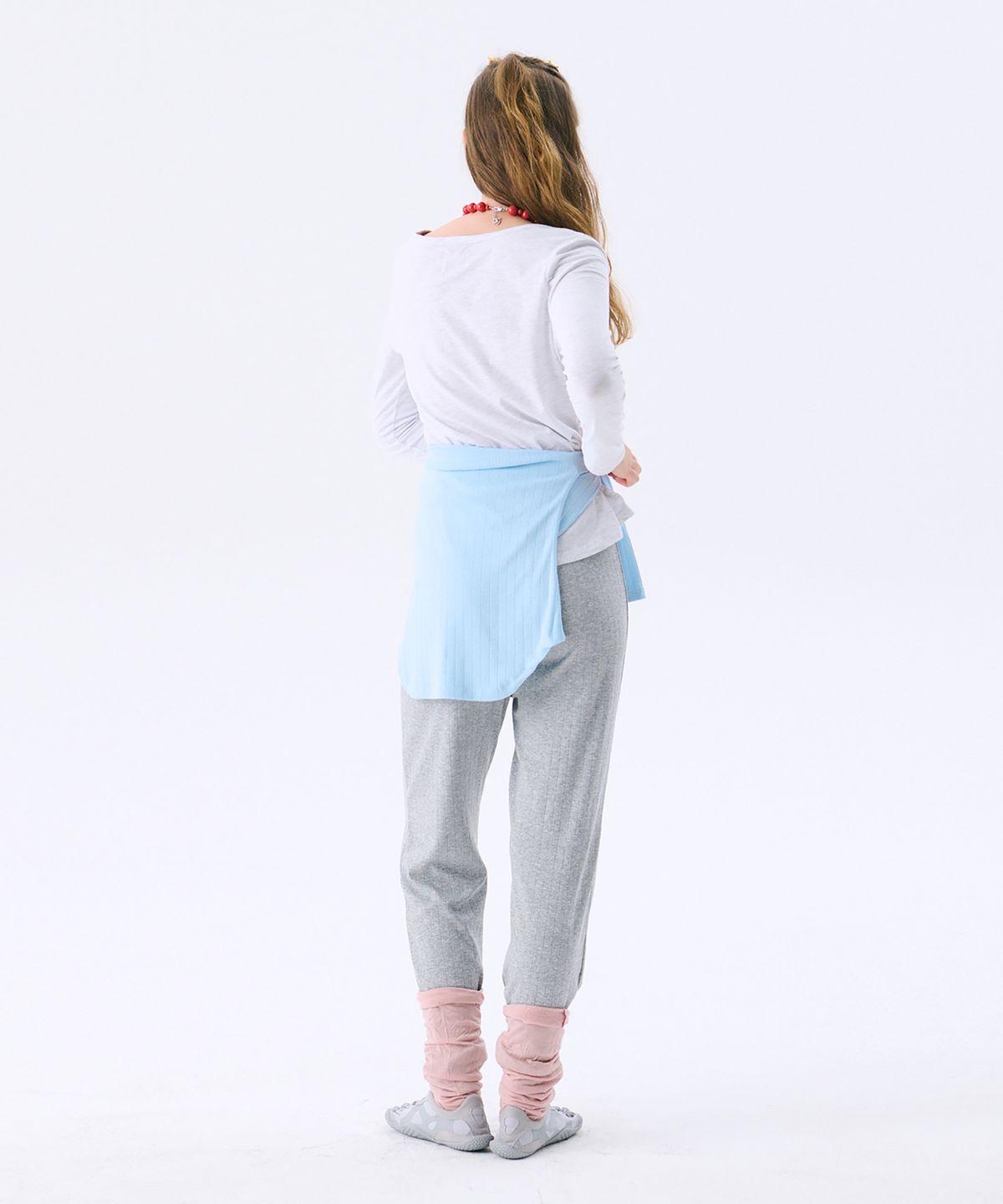 준준스페이스(JUNEJUNE SPACE) Eyelet Jersey Pants_Grey(아이릿 저지 팬츠_그레이)