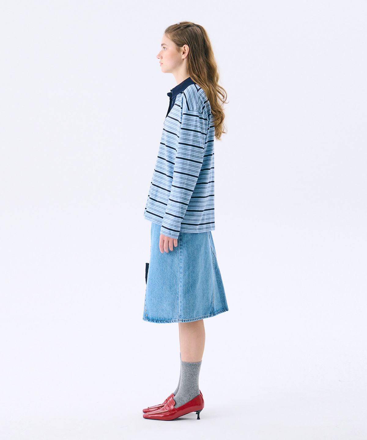 준준스페이스(JUNEJUNE SPACE) Regular Fit Rugby T_Light Blue(레귤러 핏 럭비 티셔츠_라이트 블루)