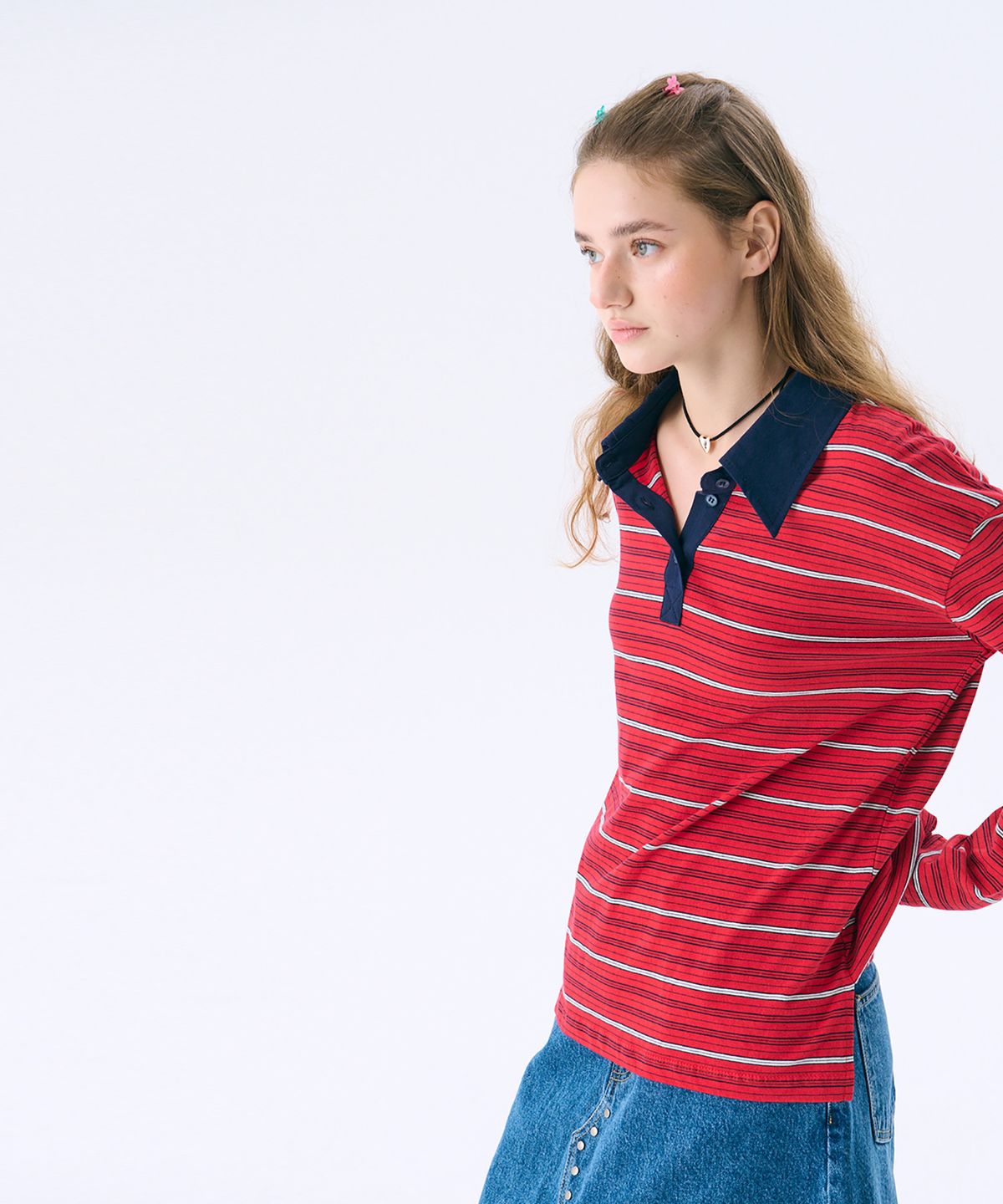 준준스페이스(JUNEJUNE SPACE) Regular Fit Rugby T_Red(레귤러 핏 럭비 티셔츠_레드)