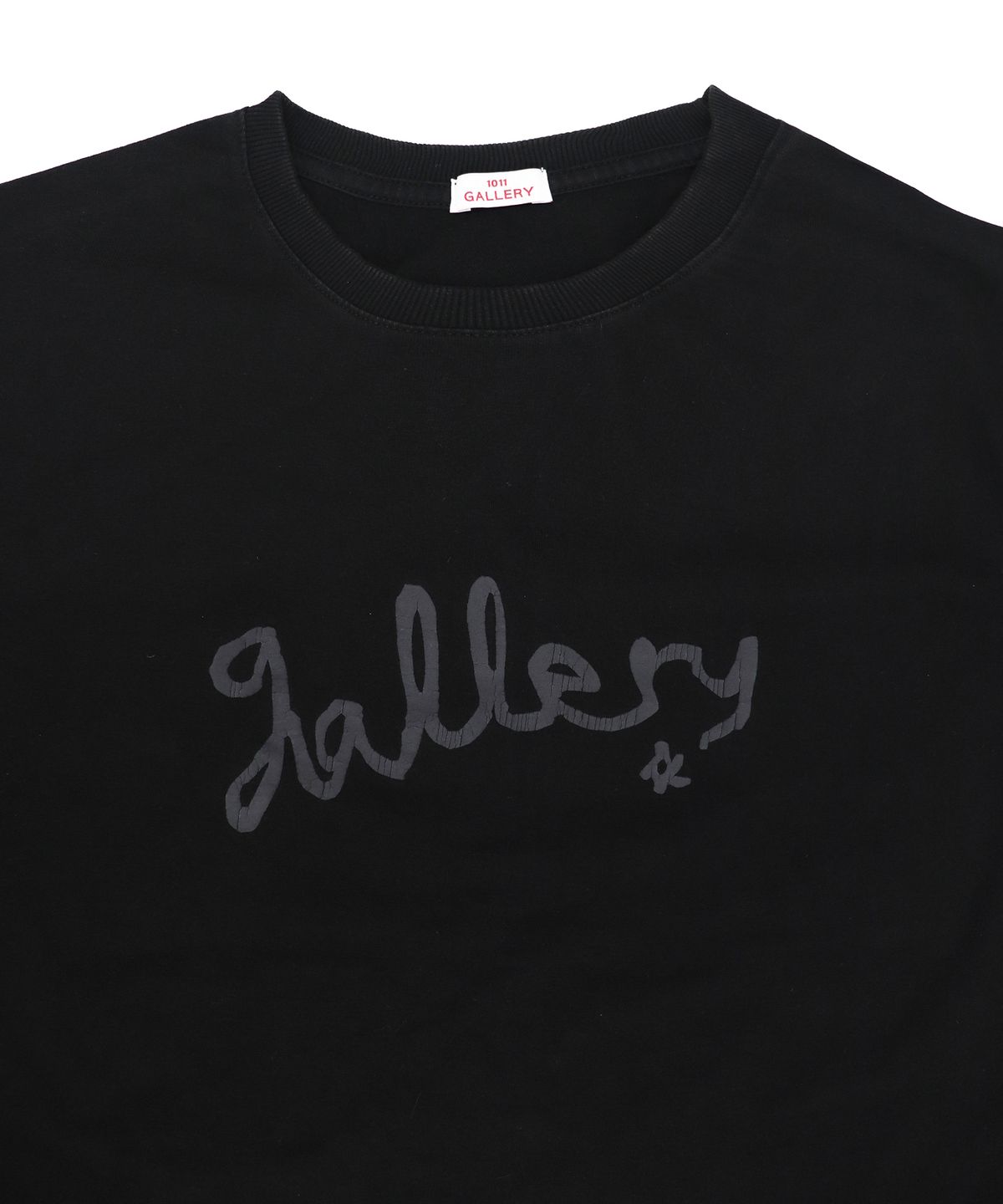 1011갤러리(1011 GALLERY) Gallery Tape Logo Washed T-Shirts - Black
