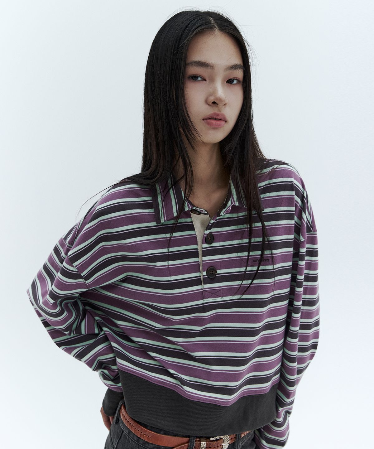 시티브리즈(CITYBREEZE) 멀티 스트라이프 럭비 스웨트 셔츠_2COLORS
