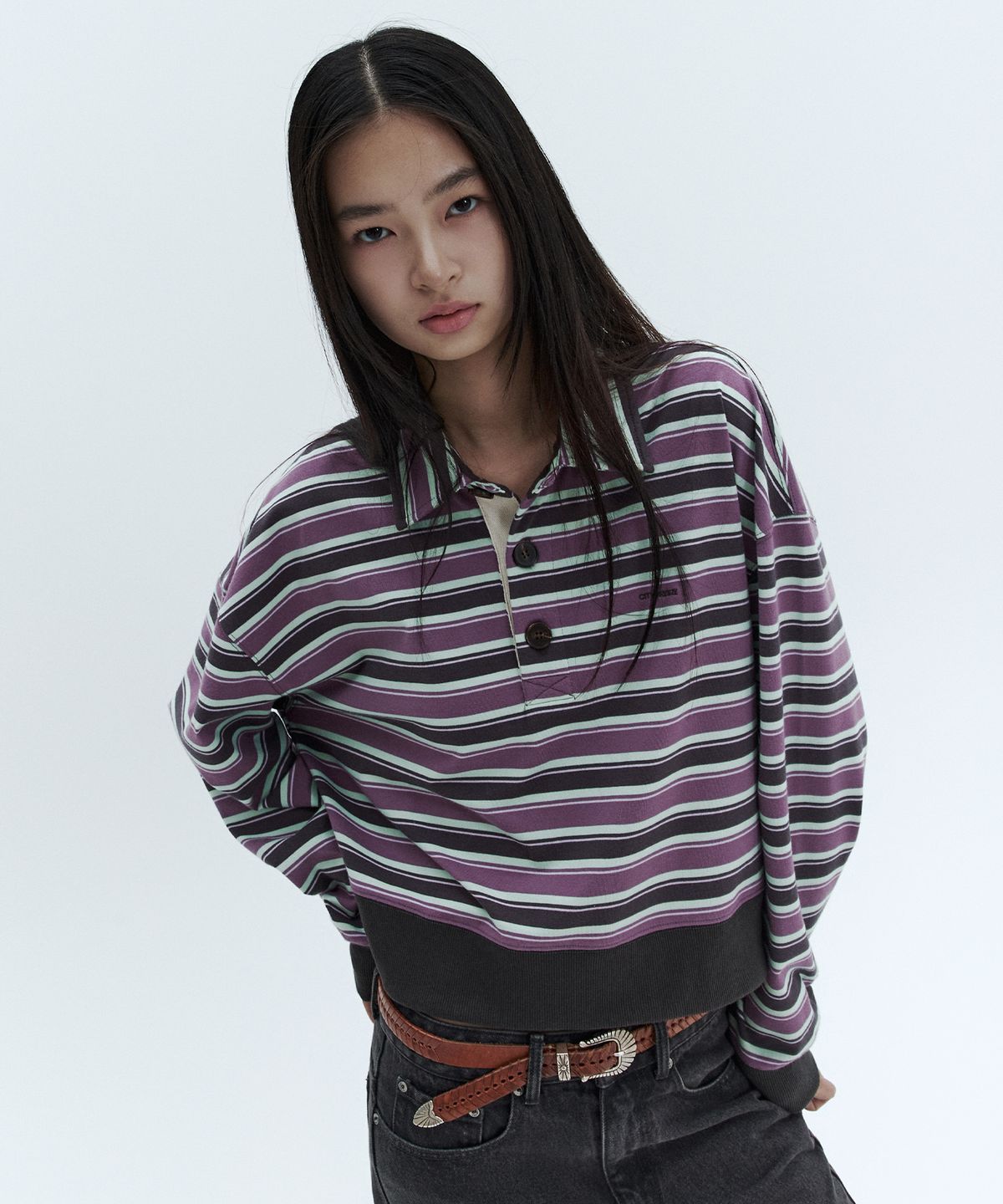 시티브리즈(CITYBREEZE) 멀티 스트라이프 럭비 스웨트 셔츠_2COLORS