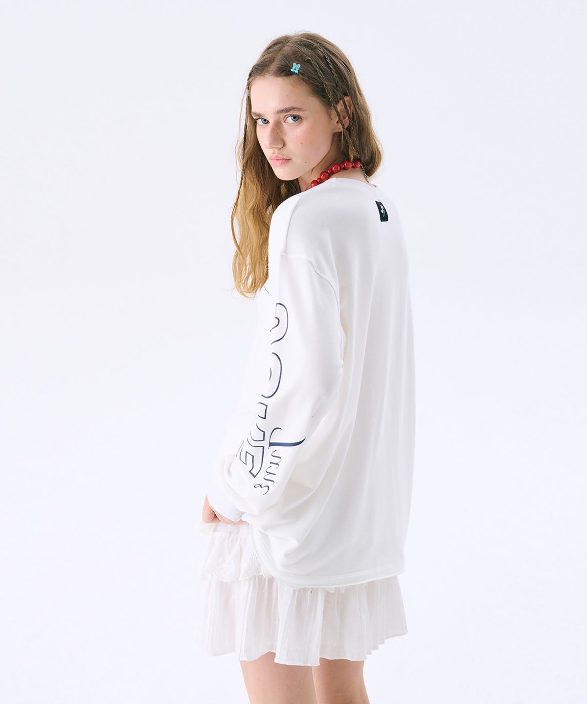 준준스페이스(JUNEJUNE SPACE) Printed Sweat T_White(프린트 스웨트 티셔츠_화이트)