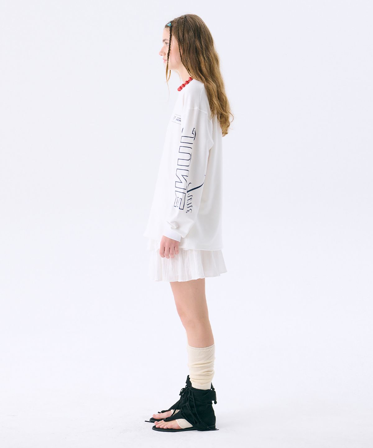 준준스페이스(JUNEJUNE SPACE) Printed Sweat T_White(프린트 스웨트 티셔츠_화이트)