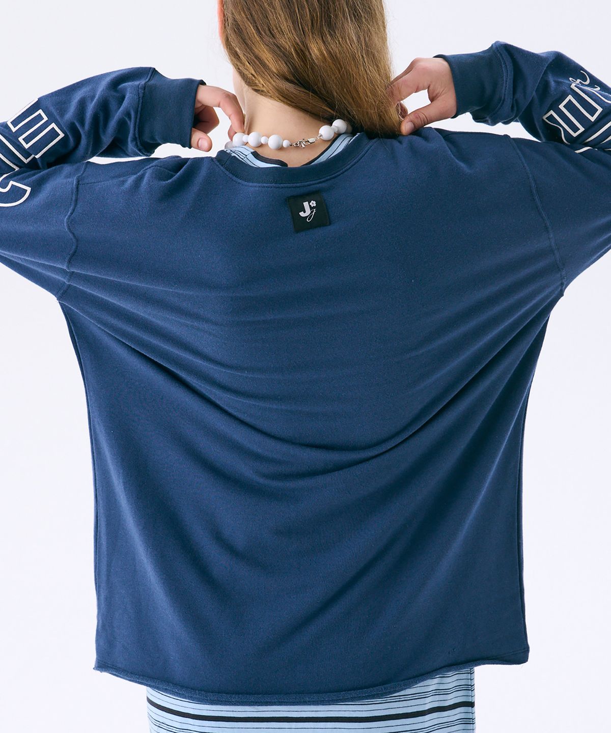 준준스페이스(JUNEJUNE SPACE) Printed Sweat T_Navy(프린트 스웨트 티셔츠_네이비)