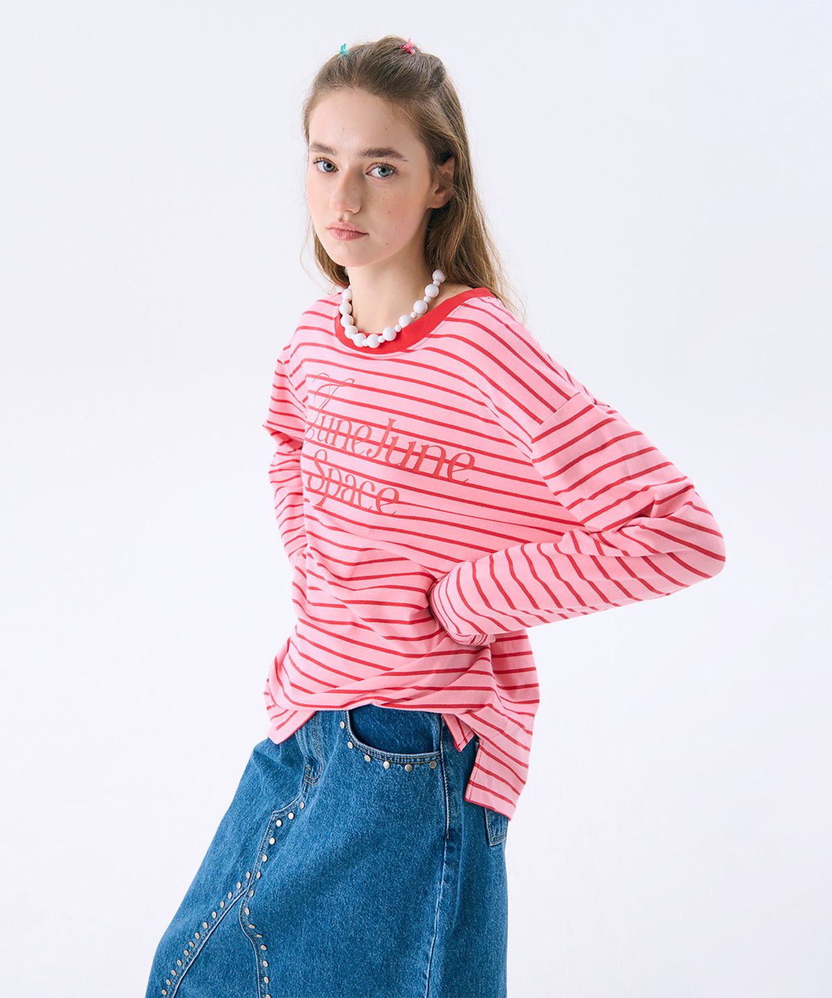 준준스페이스(JUNEJUNE SPACE) VOL14. Stripe T_Pink(VOL14. 스트라이프 티_핑크)