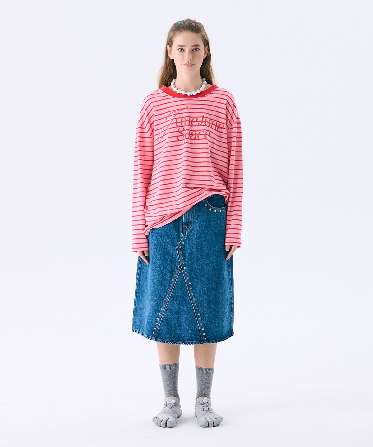 준준스페이스(JUNEJUNE SPACE) VOL14. Stripe T_Pink(VOL14. 스트라이프 티_핑크)
