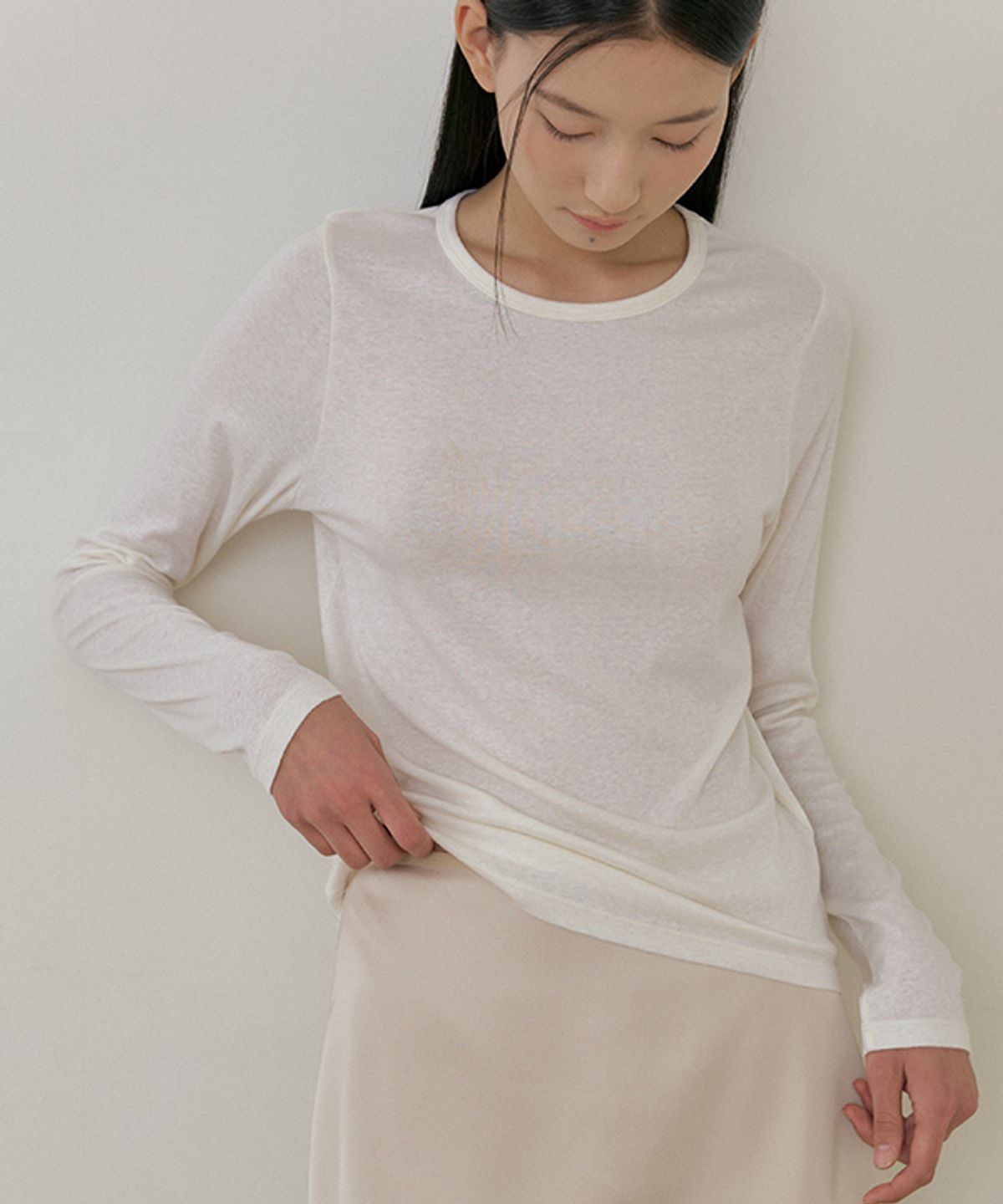 링서울(LINGSEOUL) soft wool tencel tee-cream