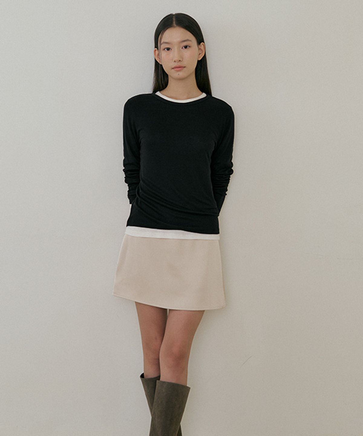 링서울(LINGSEOUL) soft wool tencel tee-black