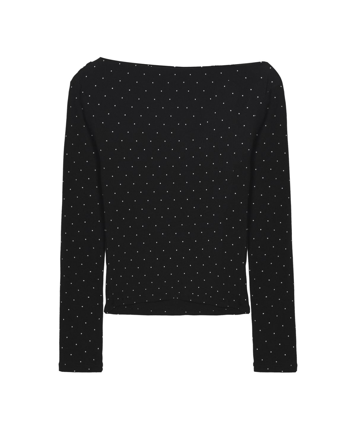 닉앤니콜(NICK&NICOLE) DOT SHIRRING DRAPE BOAT NECK TOP_BLACK
