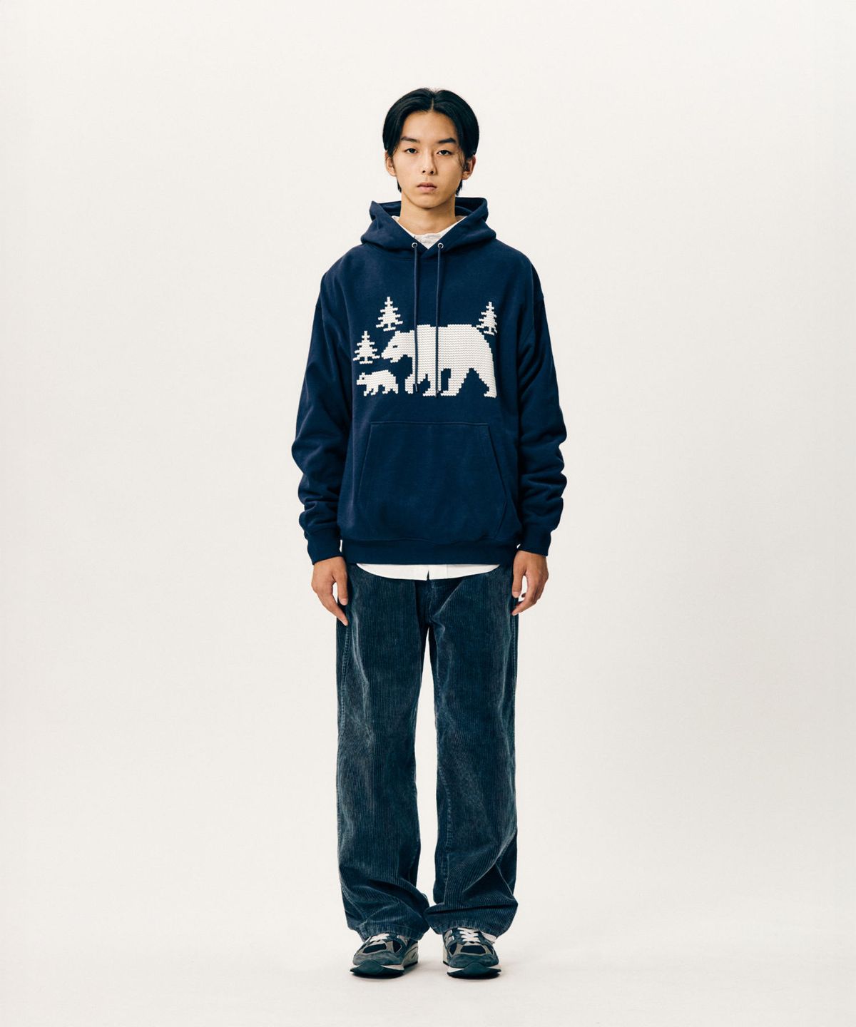 에스피오나지(ESPIONAGE) Bear Family Heavyweight Hoodie Navy