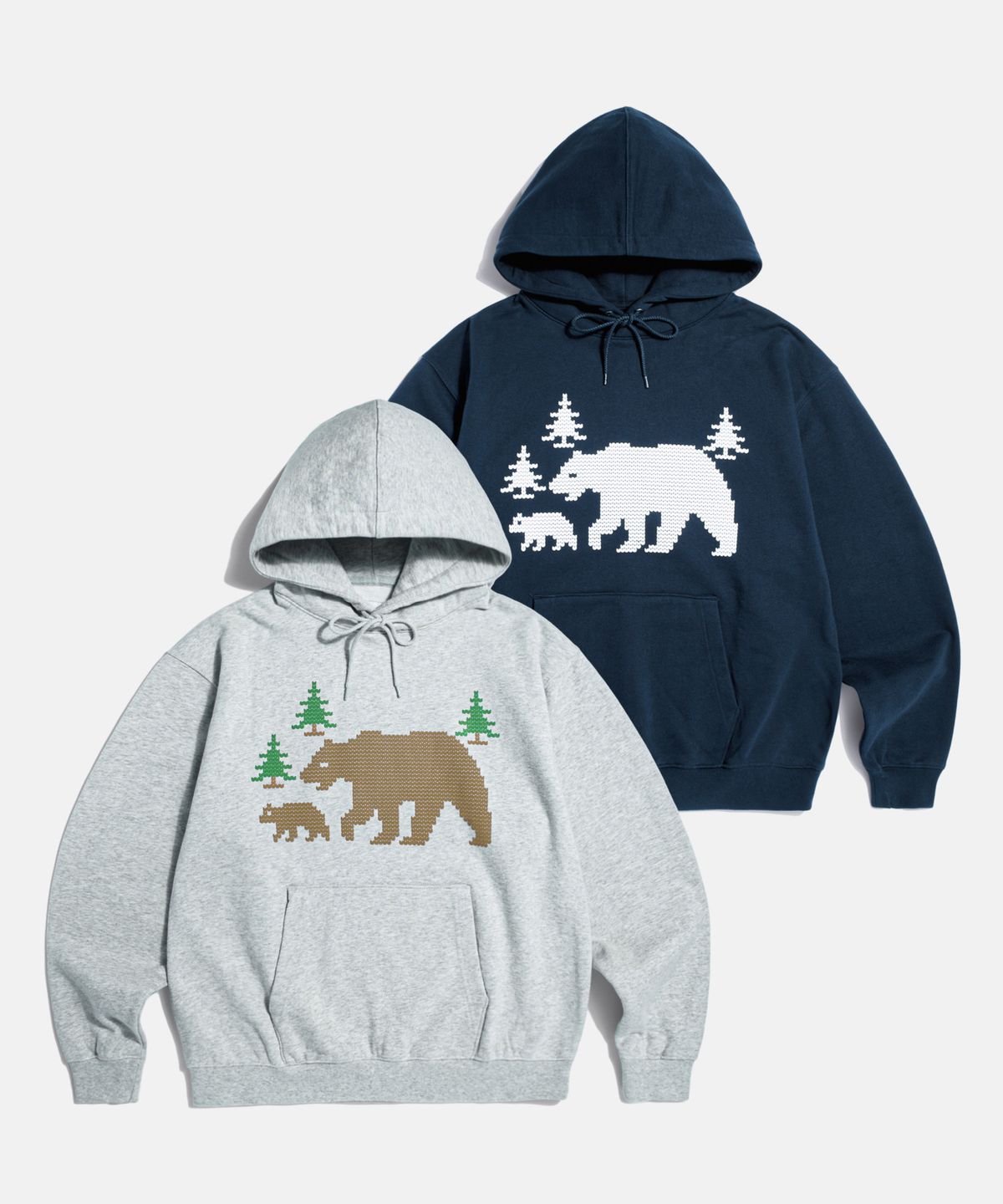에스피오나지(ESPIONAGE) Bear Family Heavyweight Hoodie Navy