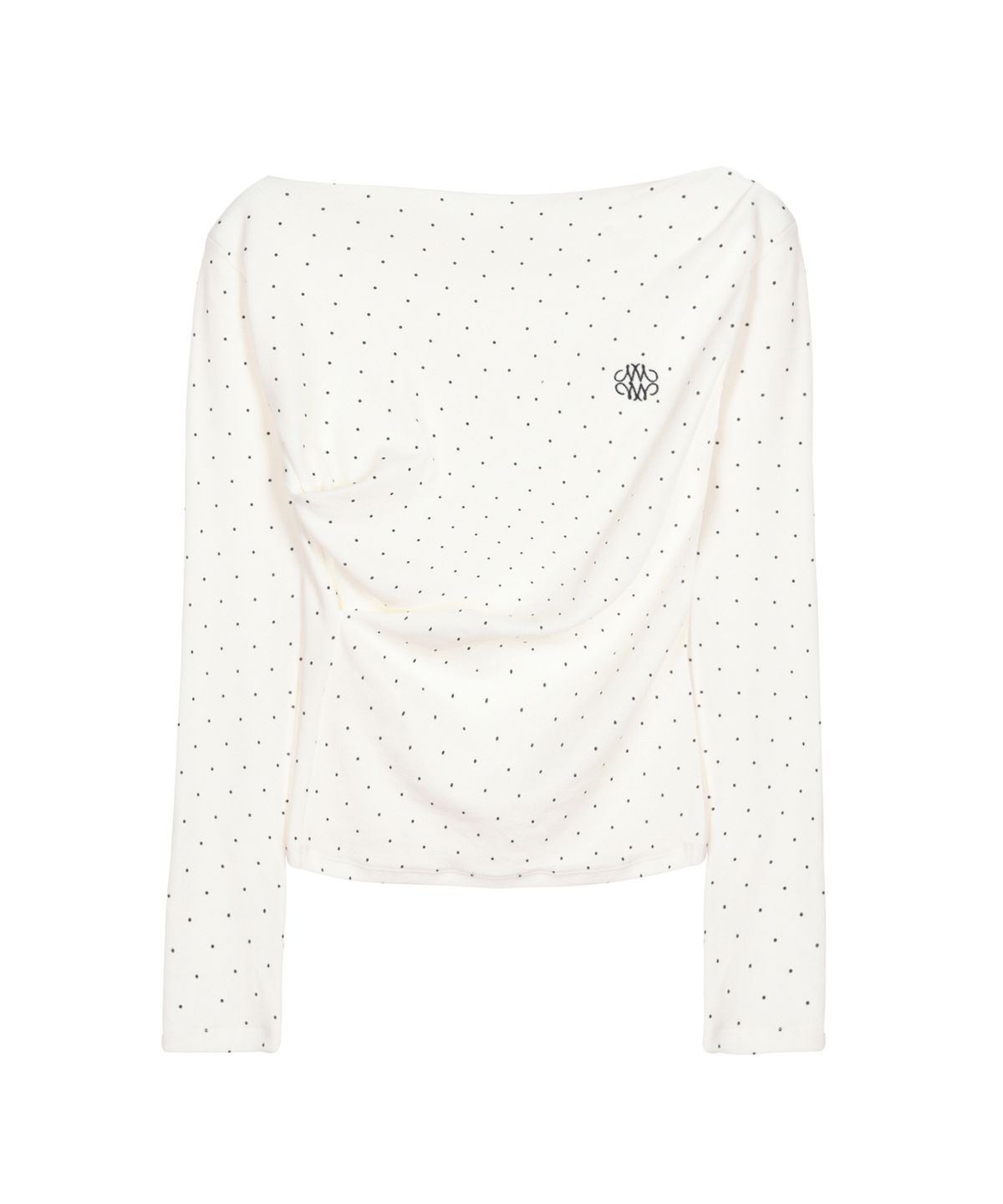 닉앤니콜(NICK&NICOLE) DOT SHIRRING DRAPE BOAT NECK TOP_IVORY